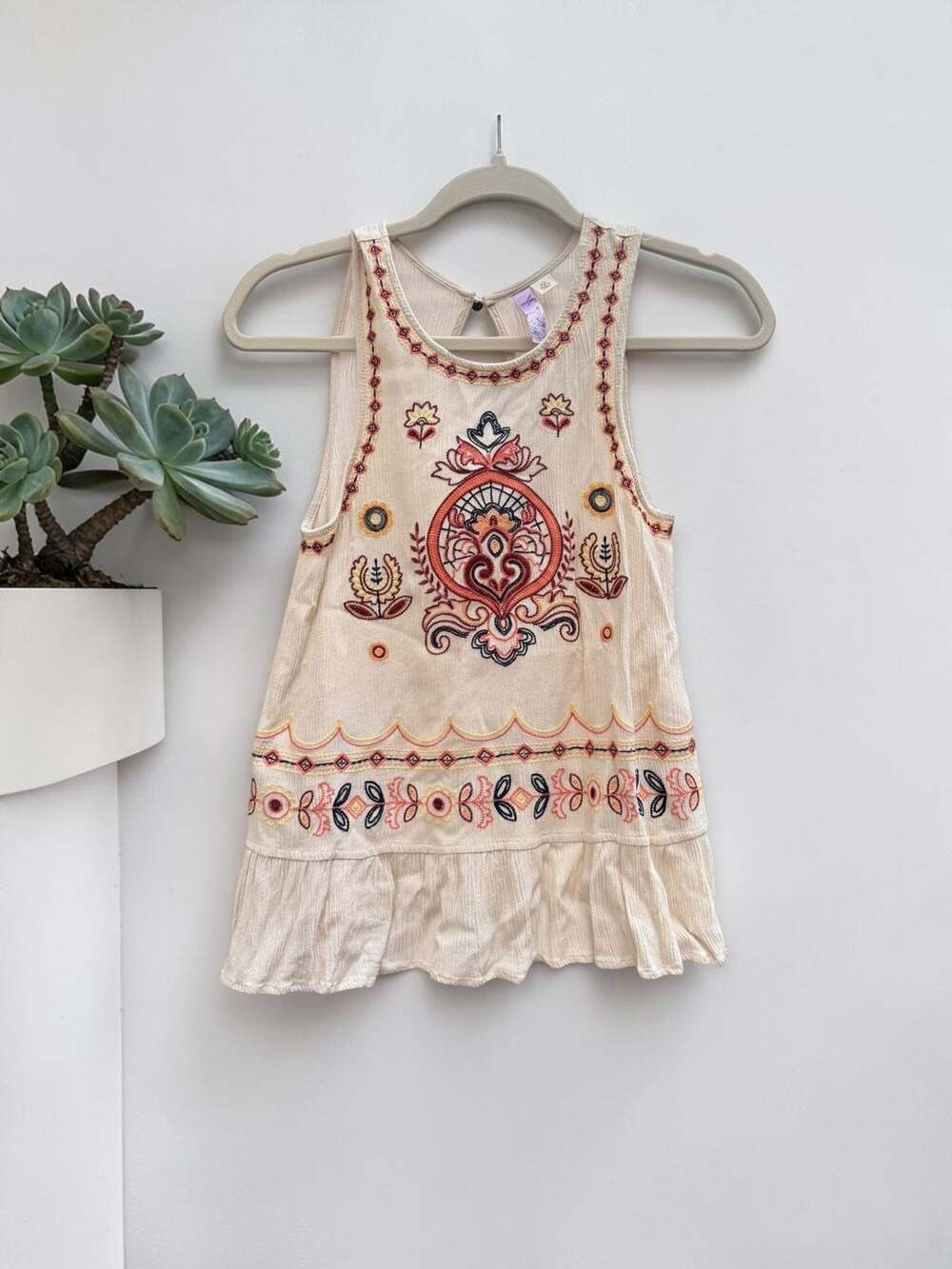 Alya Embroidered Sleeveless Babydoll Tank Top